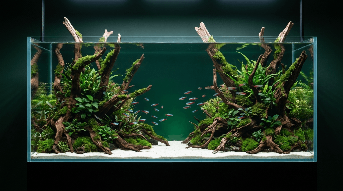 Planted nature aquarium with neon tetras